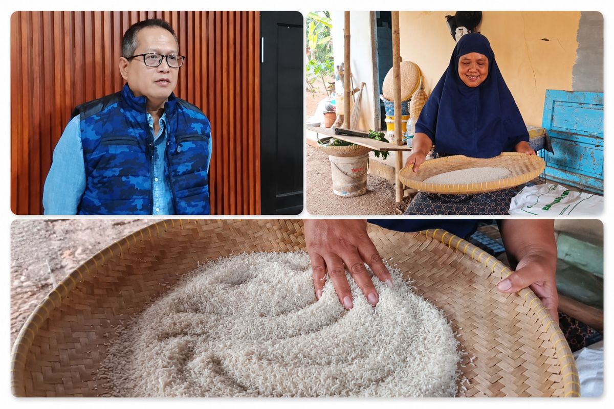 Pemimpin Cabang Perum Bulog Ciamis Johan Wahyudi memastikan beras bantuan pangan yang disalurkan kepada masyarakat merupakan beras medium dengan kualitas baik dan layak konsumsi, Jumat (4/9/2026). Shotlist.id/Foto: YT